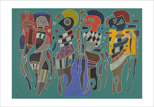 Lamina Fine Art 4 Figuras En 3 Cuadros Kandinsky 65x45 Cm