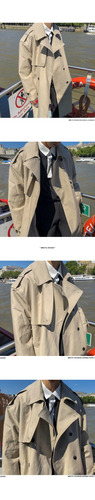 Gabardina Holgada Con Doble Botonadura Para Hombre