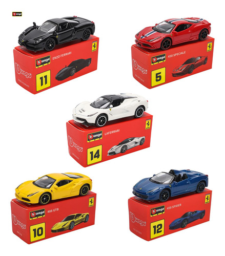 Kit Com 5 Miniaturas Ferrari Bburago 1/64