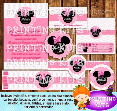 2x1 Kit Imprimible Minnie Mouse Rosa, Fiesta Infantil Niña