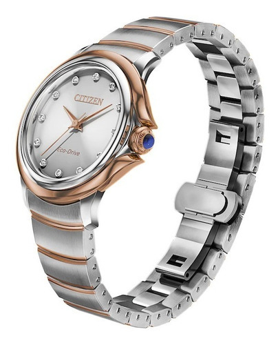 Reloj Citizen Eco Drive Ceci Rose Gold Orig. Mujer E-watch Color de la correa Plateado/Oro rosa Color del bisel Oro rosa Color del fondo Plateado