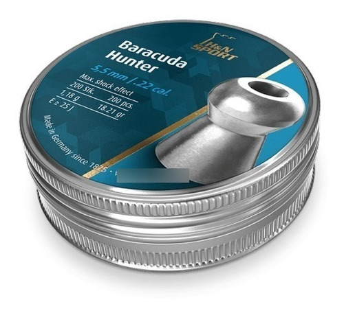 Imagen 2 de 10 de Balines Barracuda Hunter H&n 5,5 X200u - 18 Grains - Caza