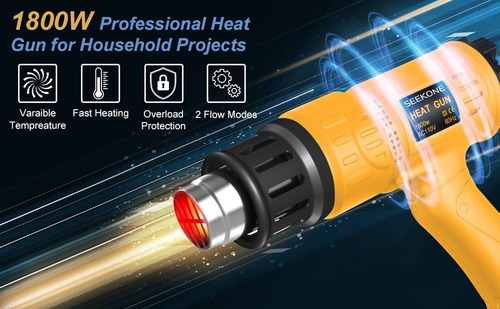 Pistola Aire Caliente Seekone 1800w Kit De Control Temperatu