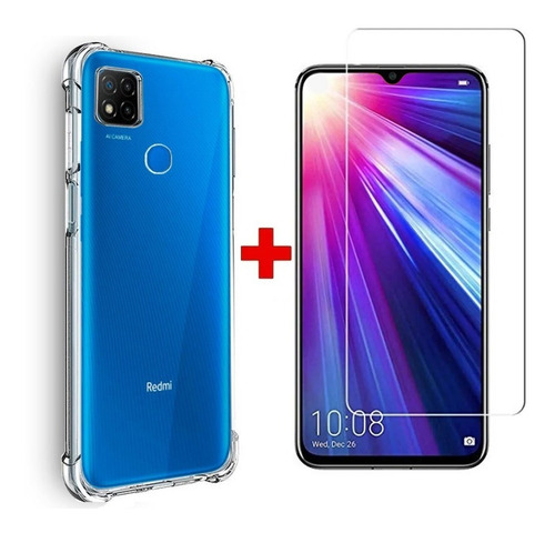 Imagen 1 de 7 de Kit Lamina Y Carcasa Antishock Xiaomi Redmi 9c
