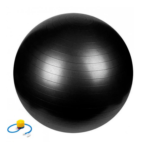 Kit Bola De Pilates Suíça C/ Bomba 55cm + Bola Overball 25cm Cor Preto