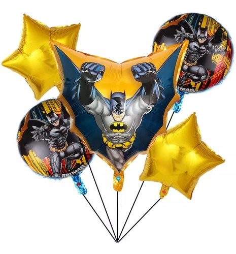 Set Globos Aluminio Batman 5 Piezas Cumpleaños