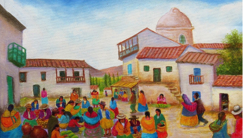 Feria Andina - Pintura Al Óleo (sedamanos Art)