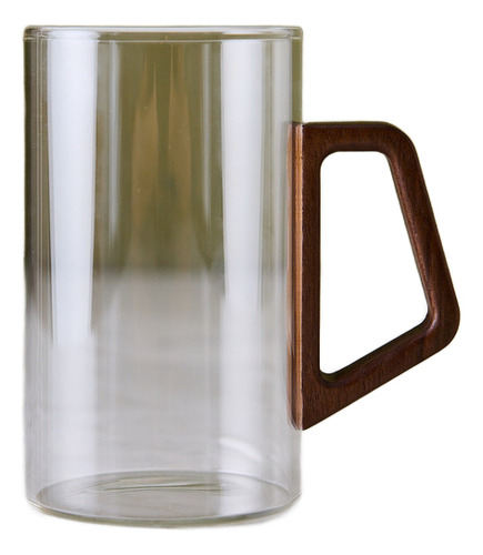 Jarro Mug Taza Vidrio Transparente Mango De Madera 350ml