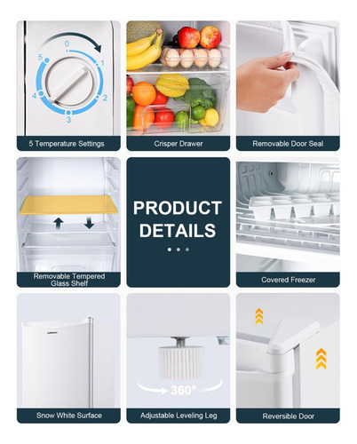 Frigobar C/mini Congelador, 3.2 Ft³; Upstreman; Blanco