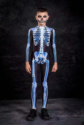 Body De Manga Larga De Halloween Con Esqueleto Para Ninos