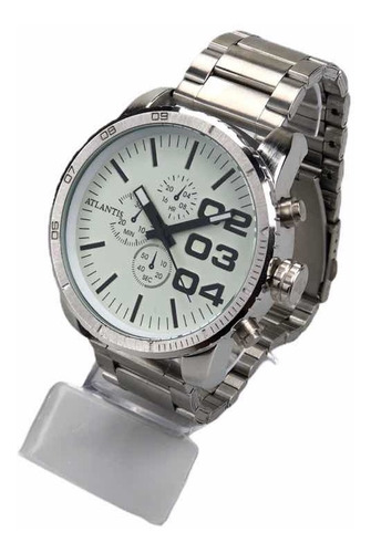 Relógio Atlantis Original Masculino Social Prateado