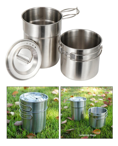 2 Piezas Kit De Taza De Camping Olla Cuenco De Cocina