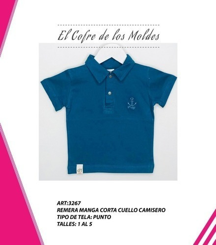 Molde  Camiseta Bebe Cuello Camisero,pack Talles 1 Al 5