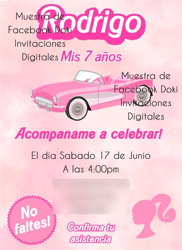 Invitación Digital Imprimible De Barbie
