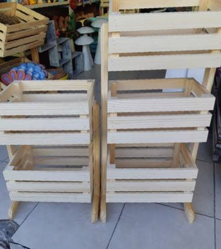 Organizador Con Huacales De Madera Lijados De Tres Piezas 