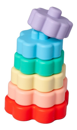 Juguete Papu Baby Torre Apilable De Silicón En Forma De Flor Color Colores Básicos