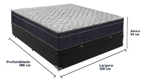 Cama Box Baú Preto E Colchão Airtech 150 D45 Viúvo Ortobom