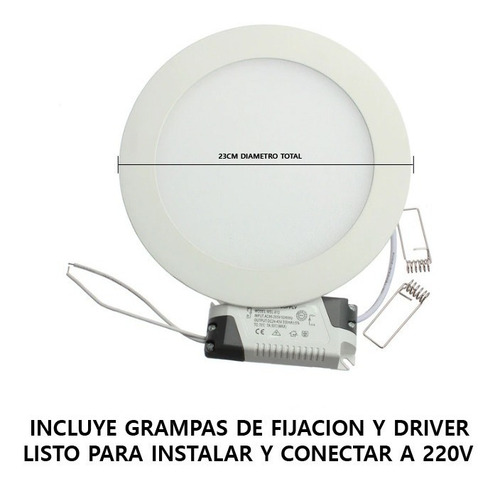 Imagen 2 de 10 de Panel Led 18w Plafon Embutir Redondo Spot Techo 220v
