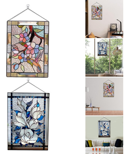 Panel De Ventana Rectangular De Vidrieras De 2 Piezas Para