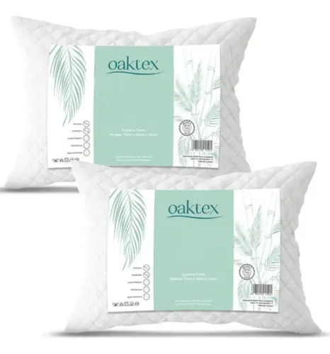 Kit C/2 Travesseiros Luxo Matelado Fibra Antialérgica 50x70 Branco