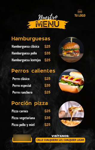 MenĂș De Comidas Para Restaurant Impresos En Glasse