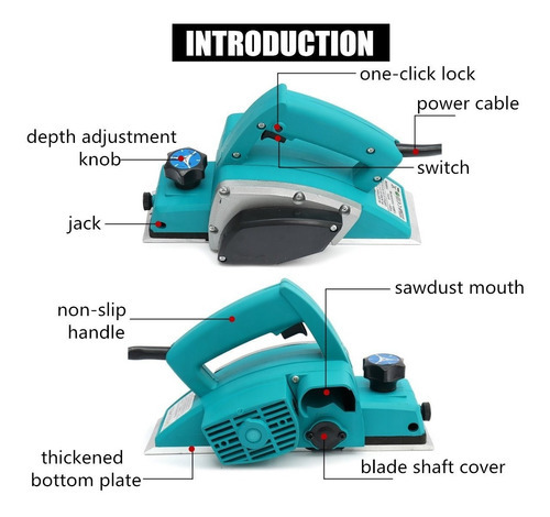 Plaina Elétrica 650w Pro 82mm Madeira Mdf Sg-8201 + Kit