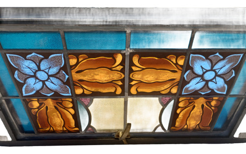 Ventana Antigua De Hierro Y Vitral Pronta Para Colocar (Reacondicionado)