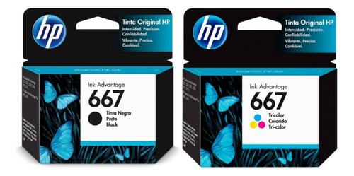 Combo Cartuchos Hp 667 Color + Negro Original