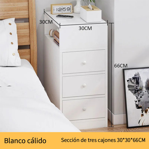 Buro Mesa De Noche Para Recamara Moderno Con 3 Cajones Blanco
