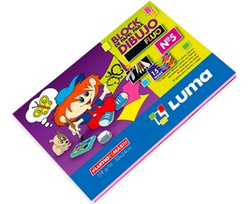 Block Luma N5 Color X 20 Hojas De Colores Fluo Escolar 118g