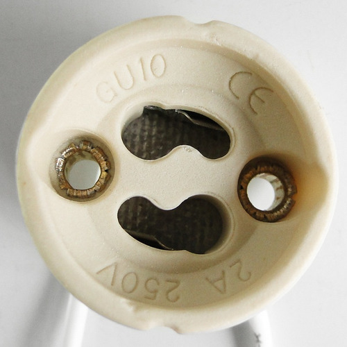 Imagen 3 de 5 de Zocalo Gu10 Ceramico C/ Cable P/ Lámpara Dicroica Led X 10