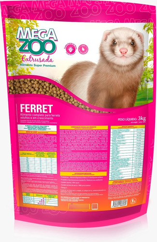 Alimento Extrusado Megazoo Para Ferret Furão 3 Kg