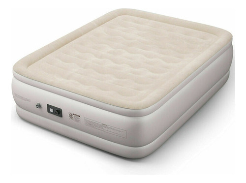 Cama Inflable De Lujo 22  Con Bomba Incorporada, Queen Color Beige