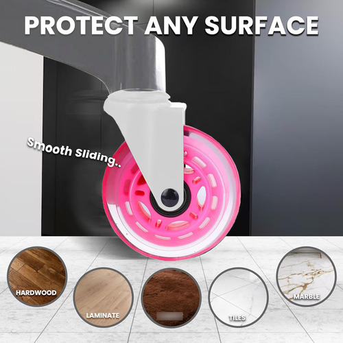 Ruedas Para Silla De Oficina Juego De 5 Color Rosa Silencios