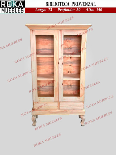 Imagen 2 de 9 de Biblioteca Provenzal Baja Con Puerta Pino 73x30x140
