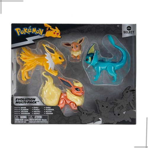 Pokemon - 4 Figuras - Eevee, Jolteon, Vaporeon E Flareon