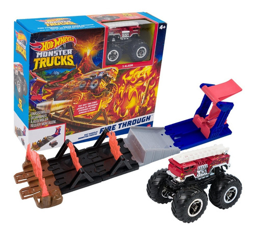 Monster Trucks Hot Wheels Salto Fuego Extremo C/ Auto Mattel