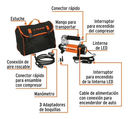 Compresor De Aire 12 V Portátil Para Auto Truper - 19999
