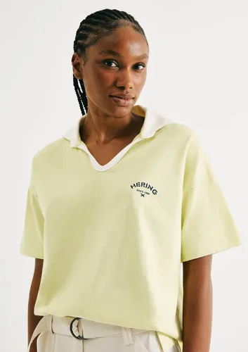 Camisa Polo Feminina Oversized Em Malha Binada Hering
