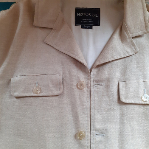 Saco Sport De Lino Motor Oil Talle Hombre Large Color Beige