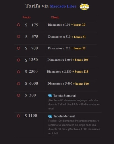 1060 Diamantes Free Fire + 106 Bonus | Entrega Inmediata |