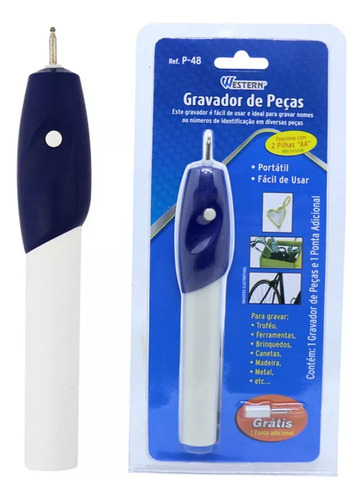 Caneta Gravadora Peças Metal Vidro Madeira Plástico Portátil