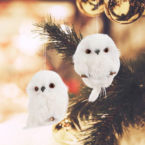 2 Unidades, Bonito Búho Colgante De Navidad, Animal De Simul