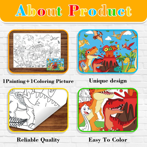 Póster Para Colorear Nicime Dinosaur 110 X 80 Cm Con Imagen