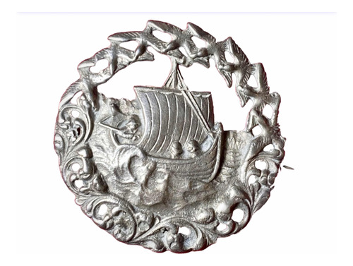 Antiguo Broche Prendedor Plata Barco O Carabela 28gr Noruega