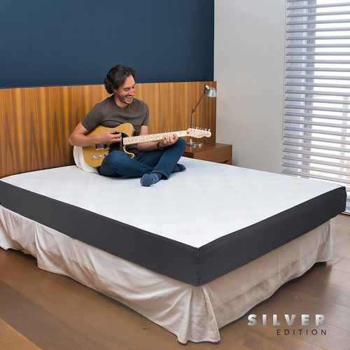 Colchón Matrimonial De Memory Foam - 20 Cm | Silver Edition Color Blanco Con Gris