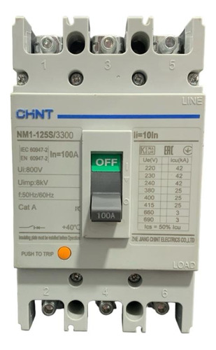 Breaker Chint Nm1-125s/100a 3x100amp 800v