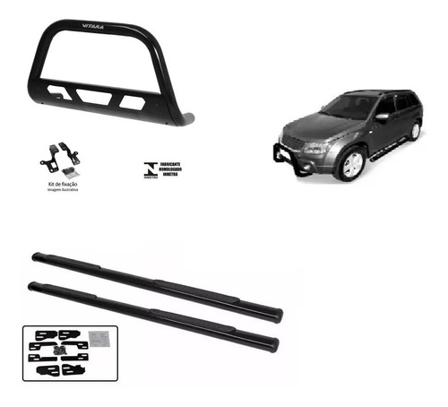 Kit Suzuki Grand Vitara Estribo E Parachoque Impulsão Preto