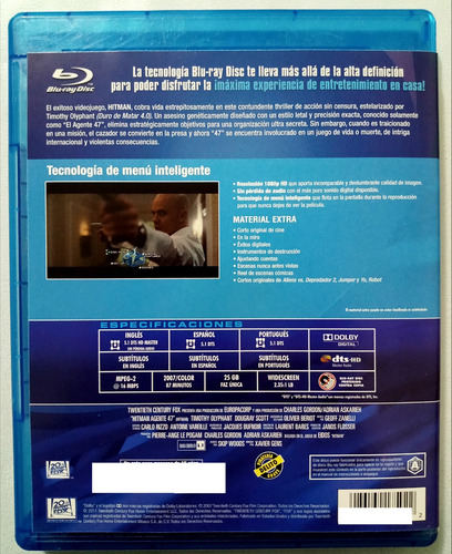 Hitman Agente 47 Sin Censura Bluray Original (Usado)