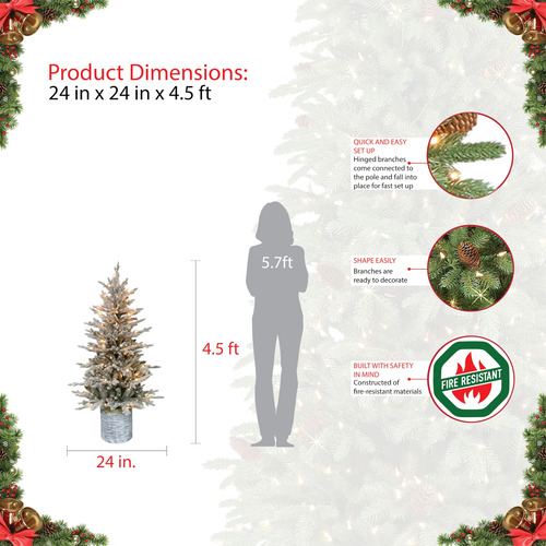 Árbol De Navidad Artificial Preiluminado 135 Cm 70 Luces